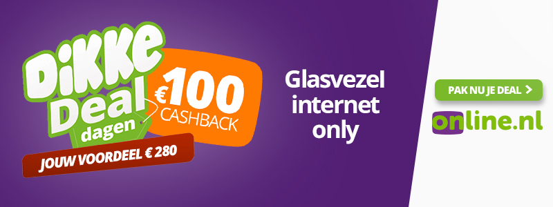Online.nl Glasvezel Internet Only: 9 maanden voordeel en €100 cashback