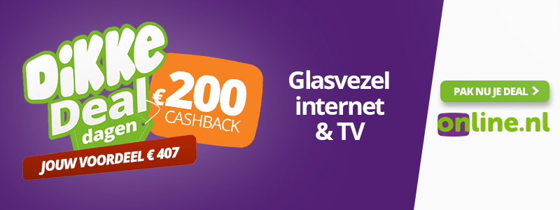 Online.nl Glasvezel Internet & TV: 9 maanden voordeel en €200 cashback