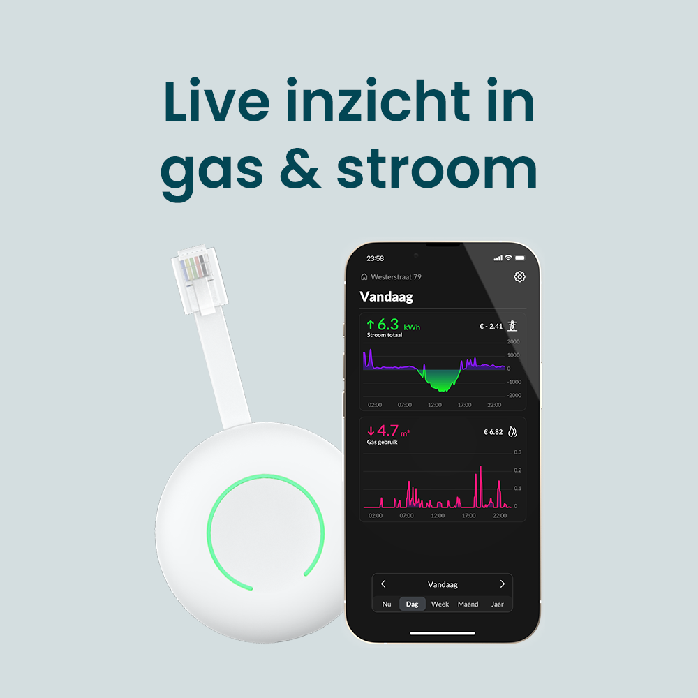 HomeWizard P1 meter met live inzicht in de HomeWizard app